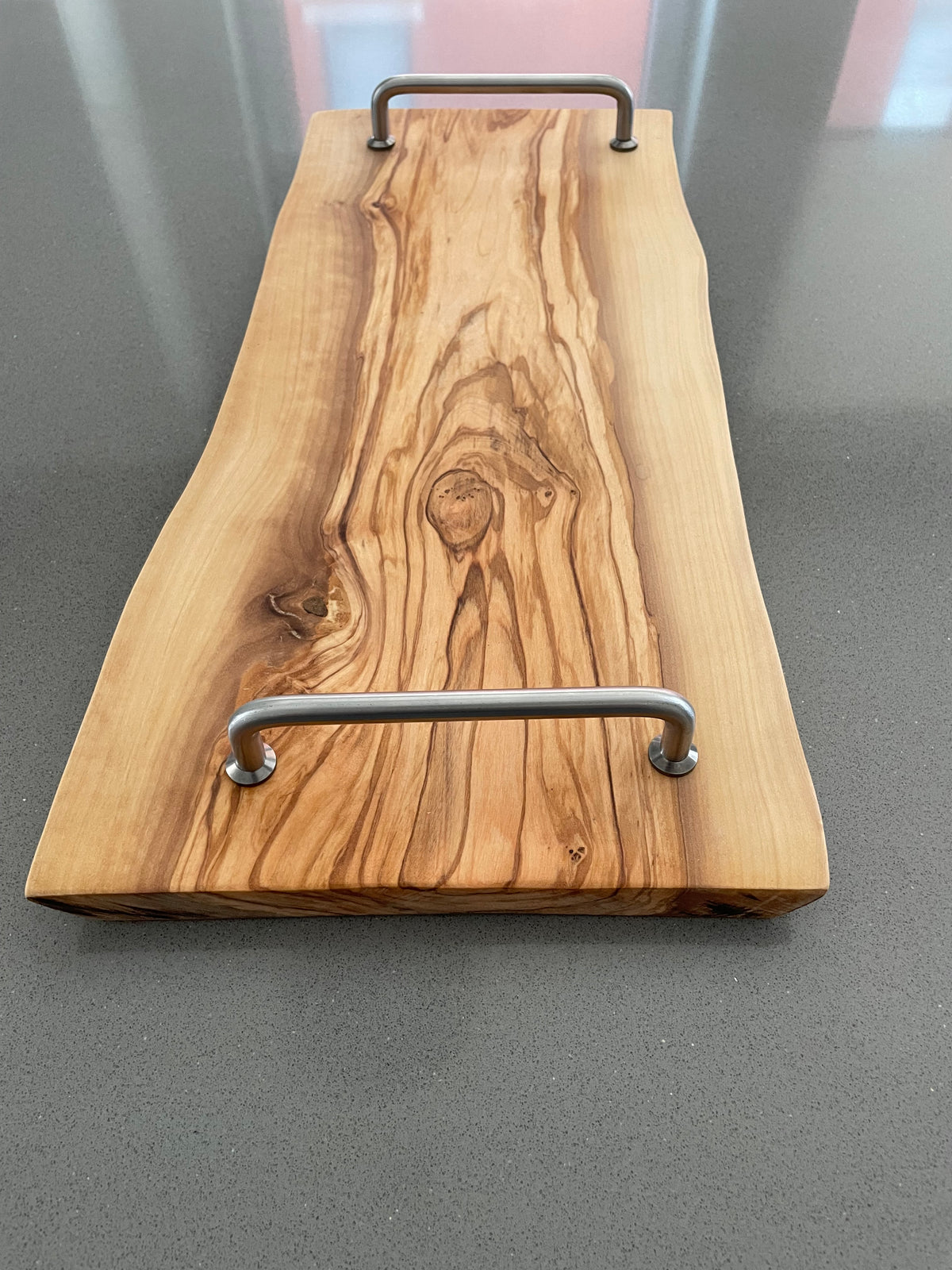 Live edge Olive Wood Tray with Handles