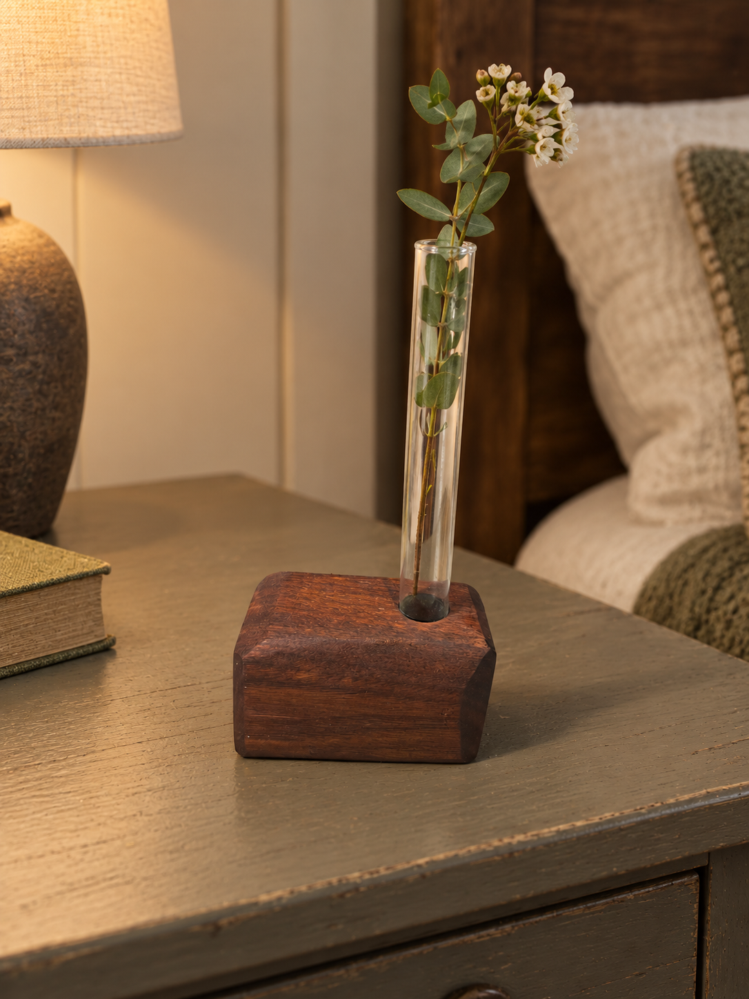 Asymmetrical Walnut Single Beaker Vase Centrepiece | Propagation